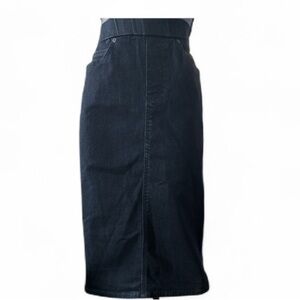 Lands' End Dark Blue Wash Denim Pencil Midi Skirt- Size 2